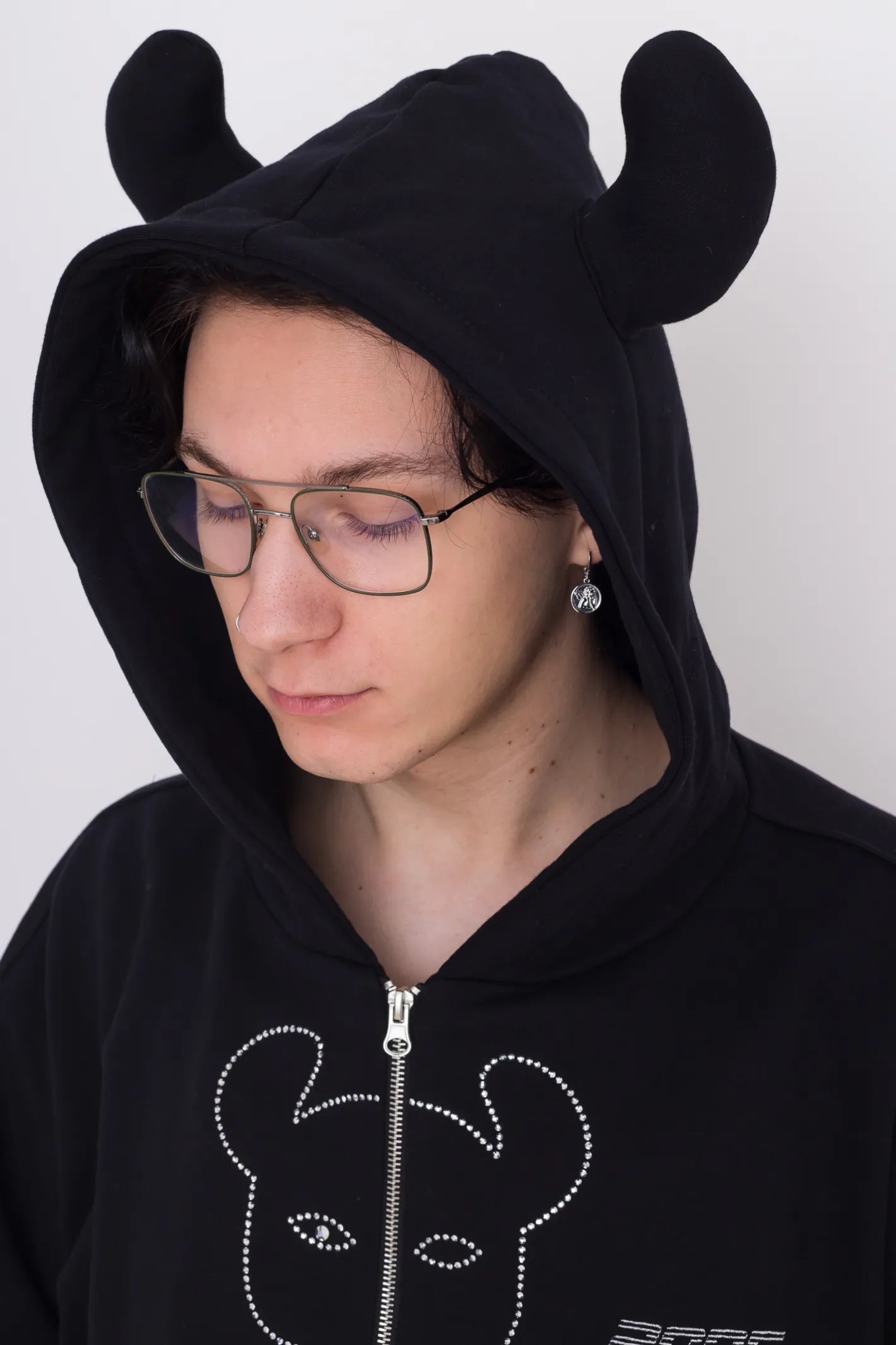 Bluzy Rozpinane-2005 Bluza Rozpinana Studded Horned Lucy Zip Hoodie