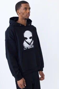 Bluzy Z Kapturem-Chaos Bluza Z Kapturem Alien Distressed
