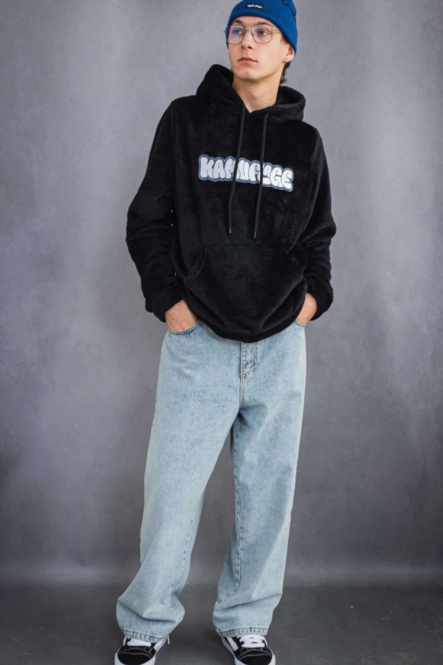 Bluzy Polarowe|Bluzy Z Kapturem-Kamuflage Bluza Z Kapturem Puff Stone