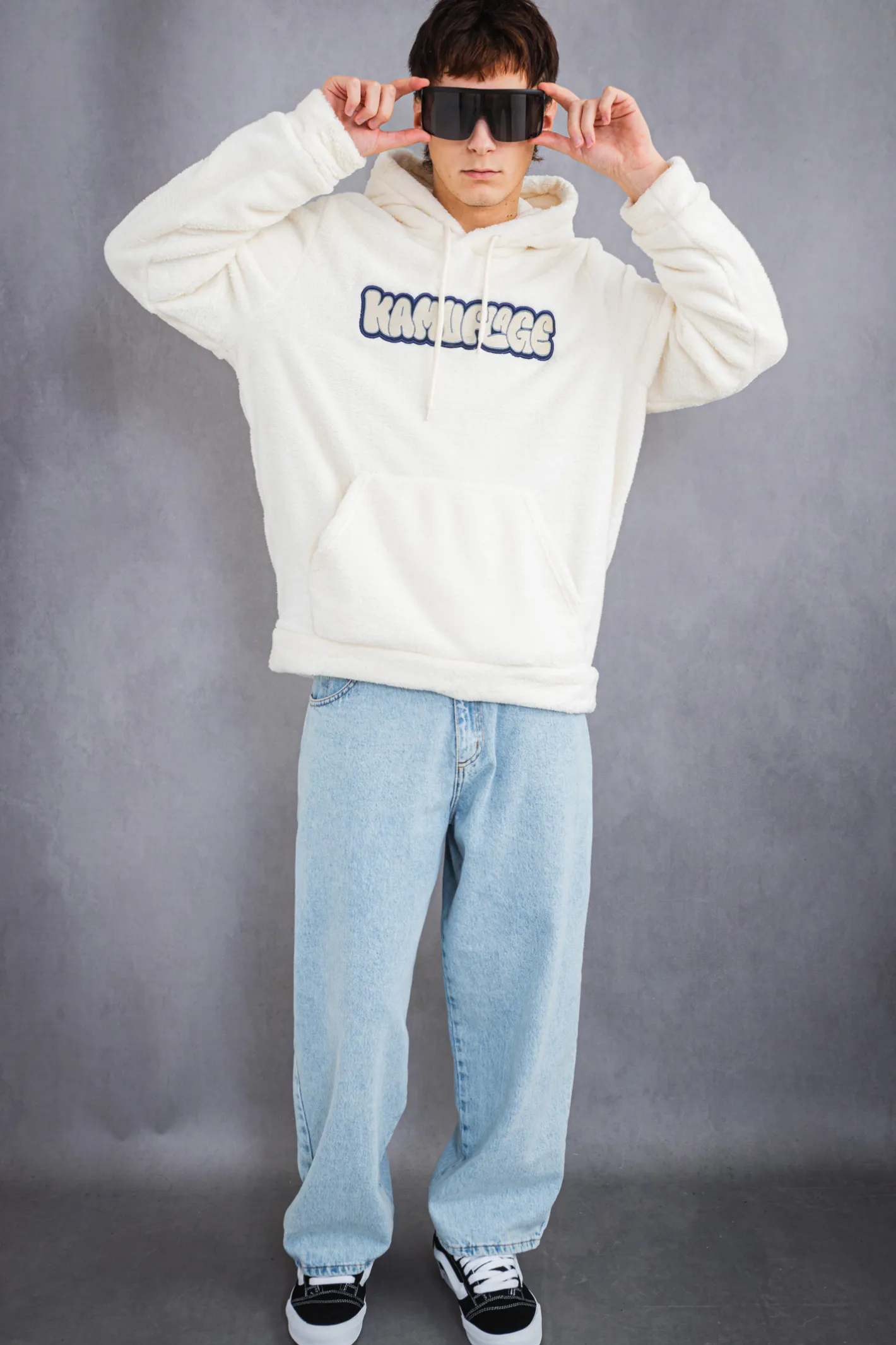 Bluzy Polarowe|Bluzy Z Kapturem-Kamuflage Bluza Z Kapturem Puff Stone