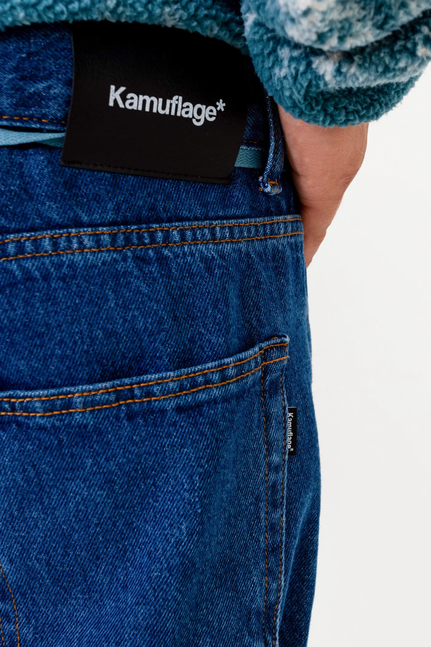 Jeansy-Kamuflage Spodnie Jeansowe Mid-Slim